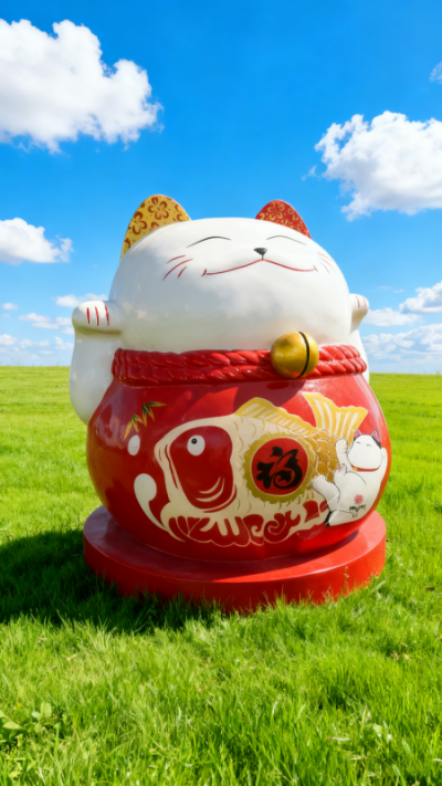 玻璃鋼招財貓雕塑 (13)