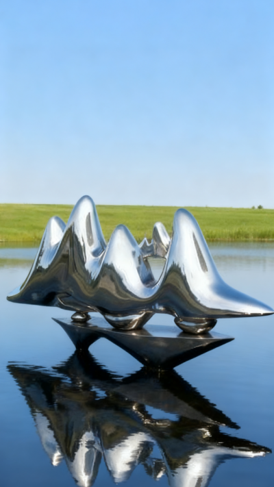 抽象不銹鋼假山鏡面雕塑