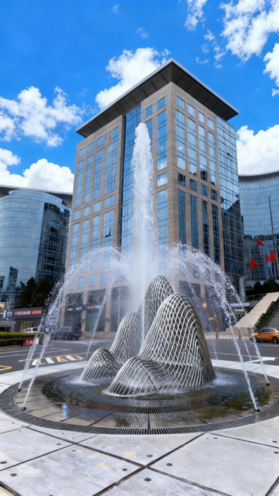 廣場(chǎng)噴泉不銹鋼編織假山雕塑