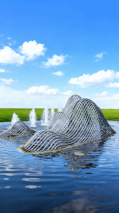 水景噴漆編織假山不銹鋼雕塑