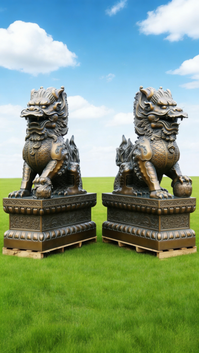 鑄銅麒麟銅雕塑 (1)