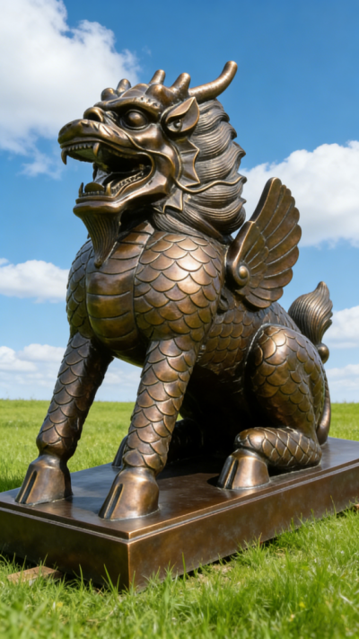 鑄銅麒麟銅雕塑 (6)