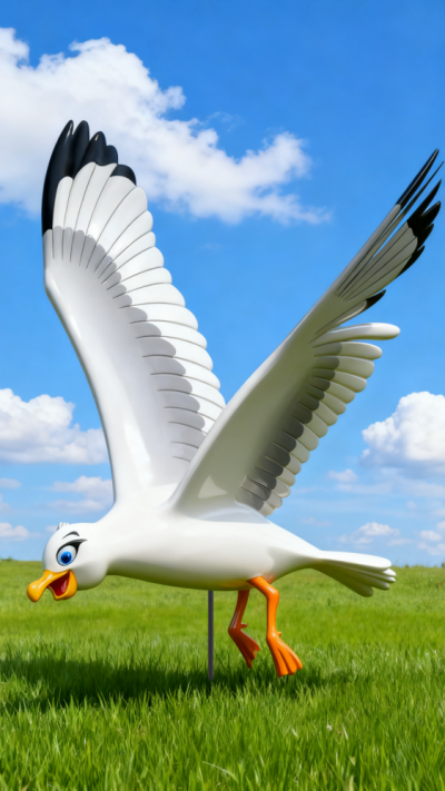 飛翔的海鷗玻璃鋼卡通動物雕塑