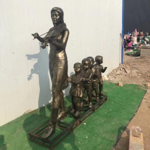 音樂(lè)老師 玻璃鋼仿銅女老師和孩子