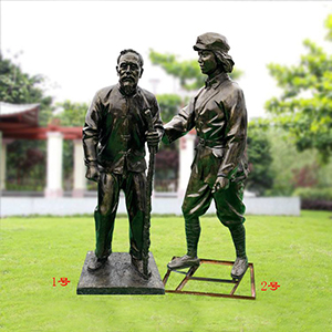 紅軍攙扶老鄉(xiāng) 玻璃鋼仿銅軍民一家親