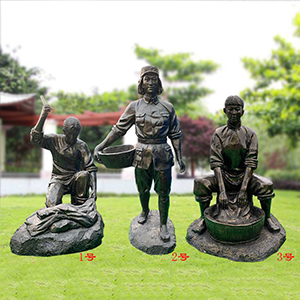 八路軍老鄉(xiāng)洗衣服 玻璃鋼仿銅軍民一家親