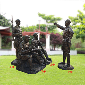 指揮戰(zhàn)役 玻璃鋼仿銅八路軍戰(zhàn)士