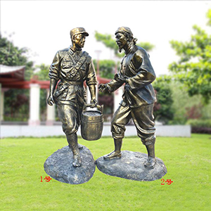 八路軍提水桶 玻璃鋼仿銅軍民一家親