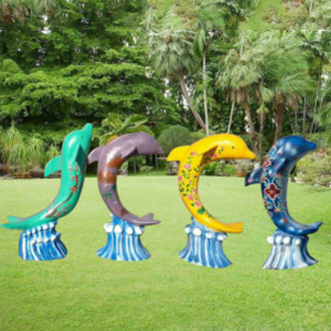 彩繪海豚 玻璃鋼