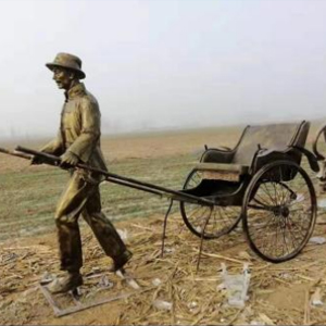 仿銅拉黃包車 民俗生活人物 玻璃鋼