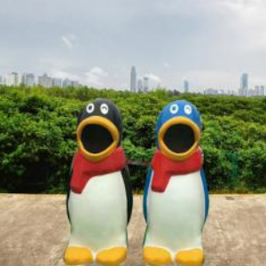 企鵝垃圾桶 玻璃鋼