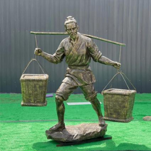 挑擔(dān) 玻璃鋼仿銅農(nóng)耕人物