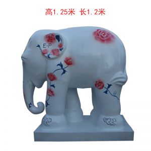 玻璃鋼彩繪抽象動物大象