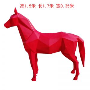 抽象紅馬玻璃鋼幾何抽象動(dòng)物