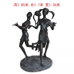 跳馬蘭花仿銅女孩玻璃鋼