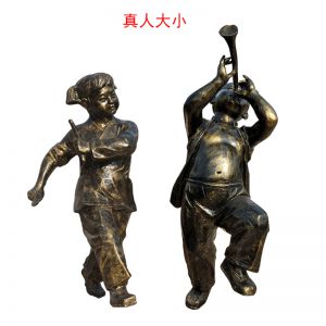 玻璃鋼仿銅奏樂兒童