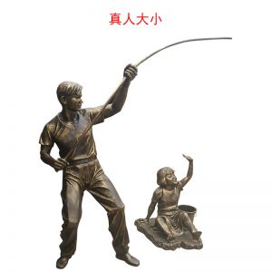 玻璃鋼仿銅釣魚人物